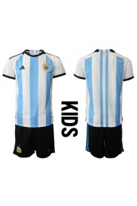 Argentinië Babytruitje Thuis tenue Kind WK 2022 Korte Mouw (+ Korte broeken)